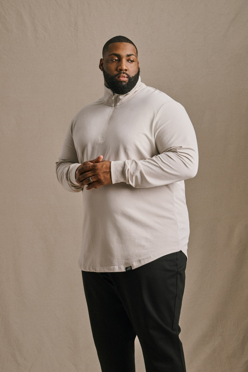 French Terry Quarter Zip - Bone