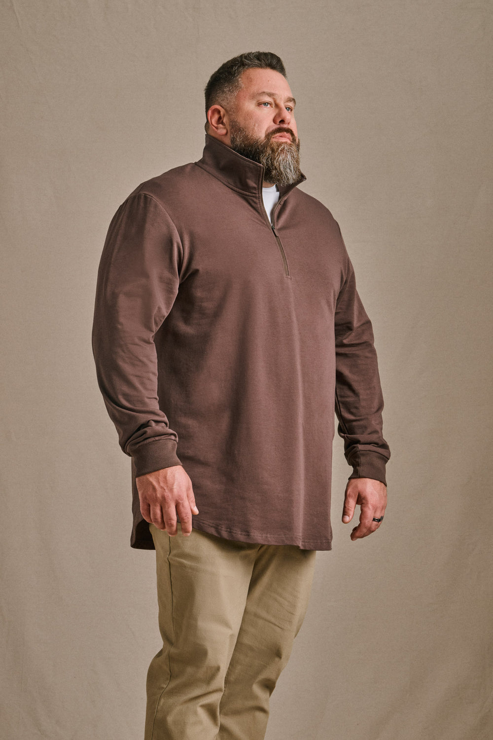 French Terry Quarter Zip - Coffee