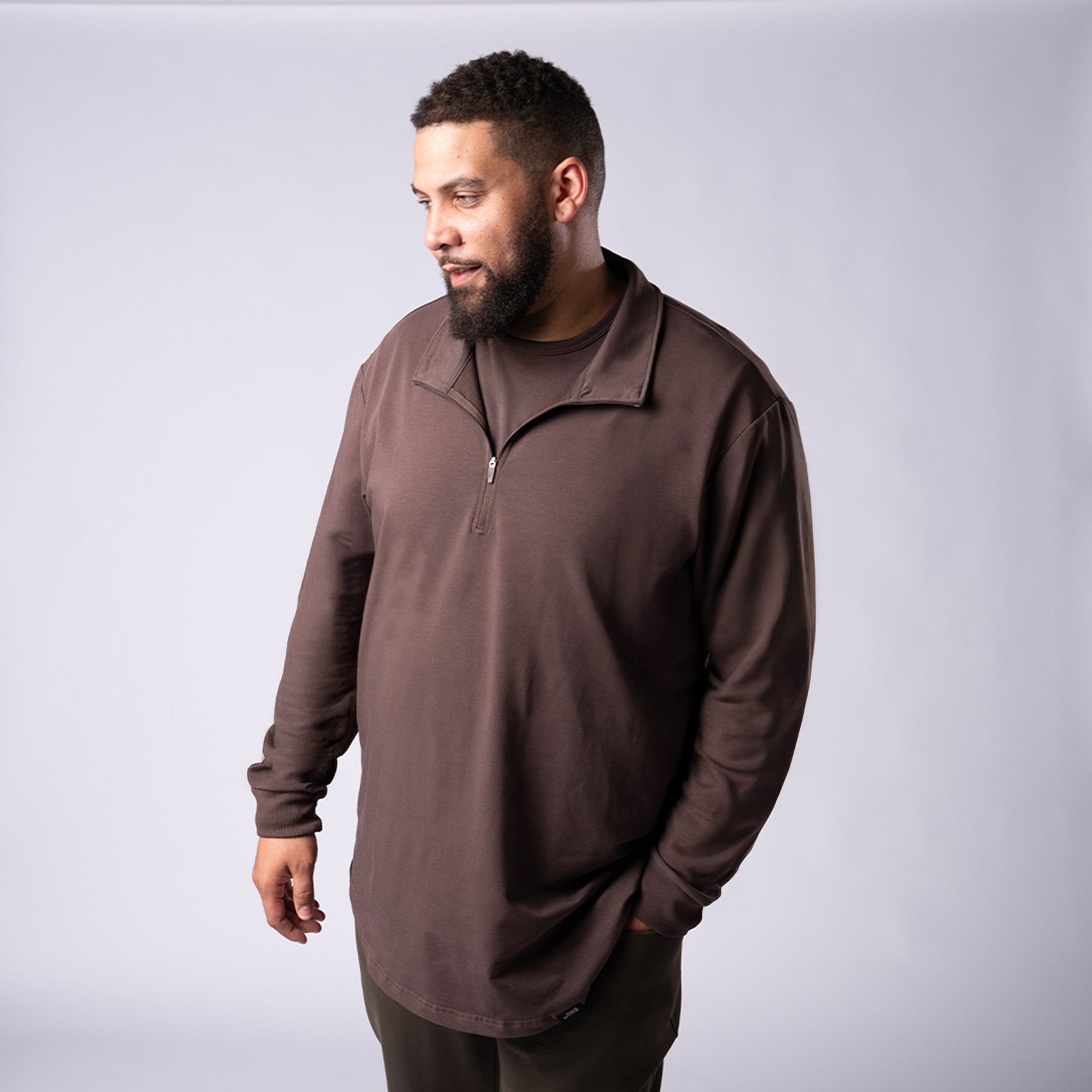French Terry Quarter Zip - Coffee