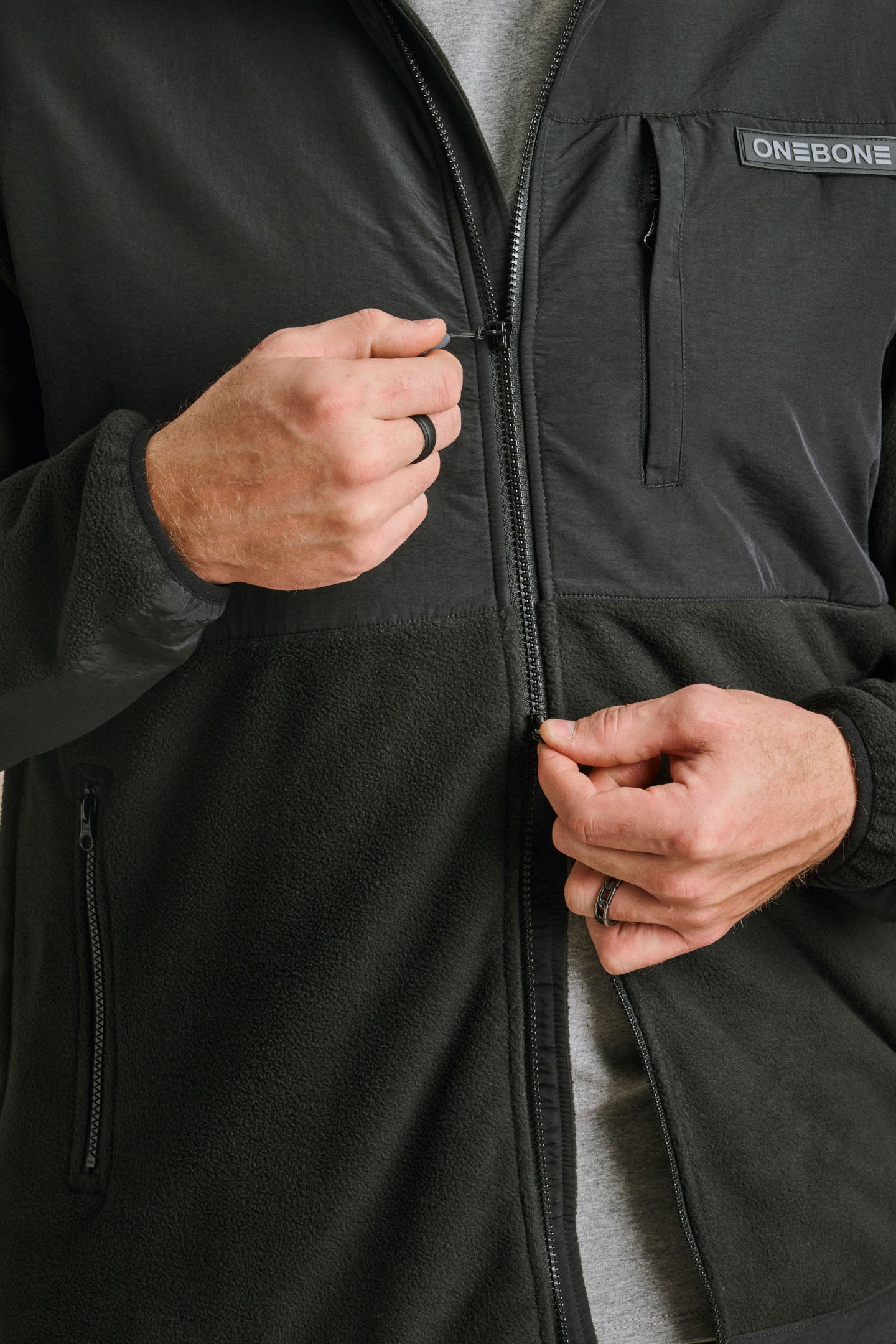 Everywear Fleece Zip-Up - Black | Mens Jacket | One Bone Brand