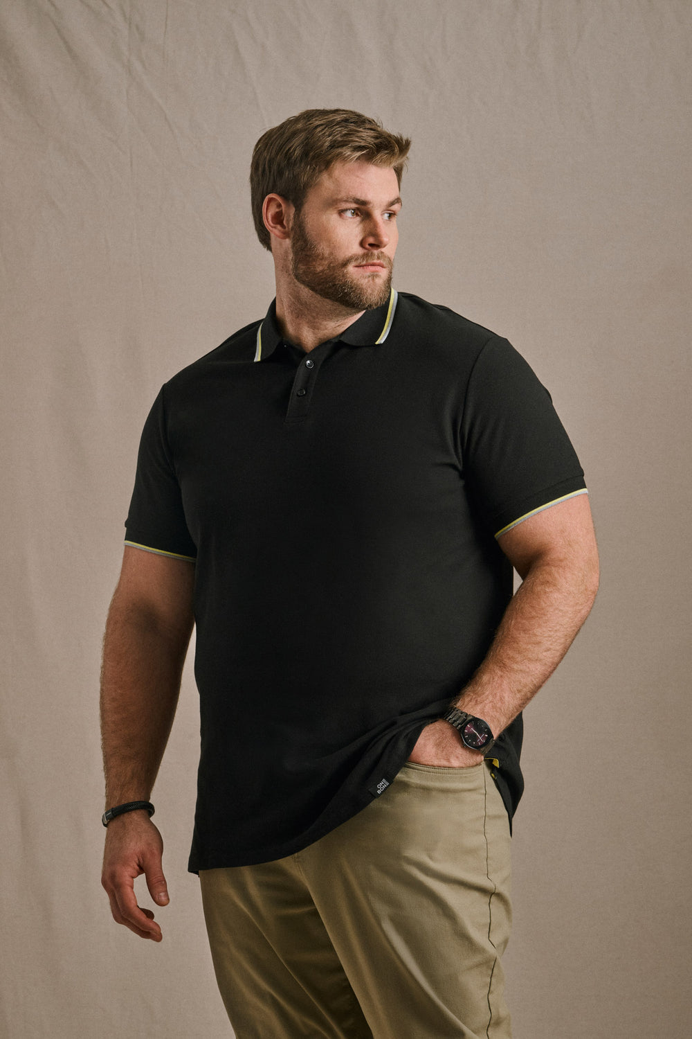 Contrast Collar Polo - Black