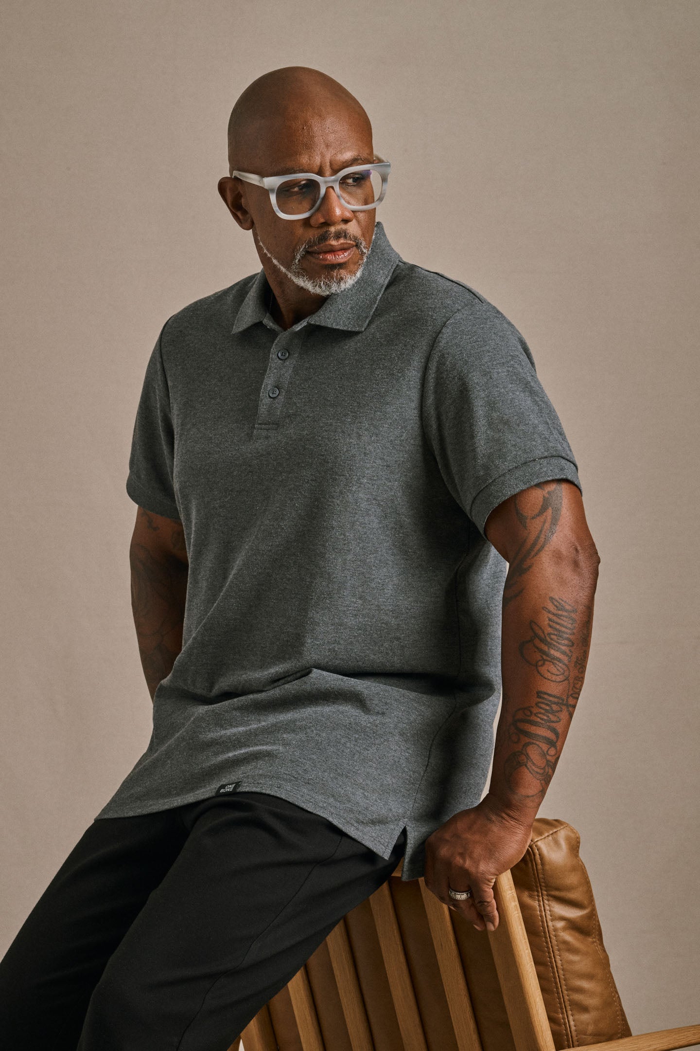 Split Hem Polo - Heather Charcoal