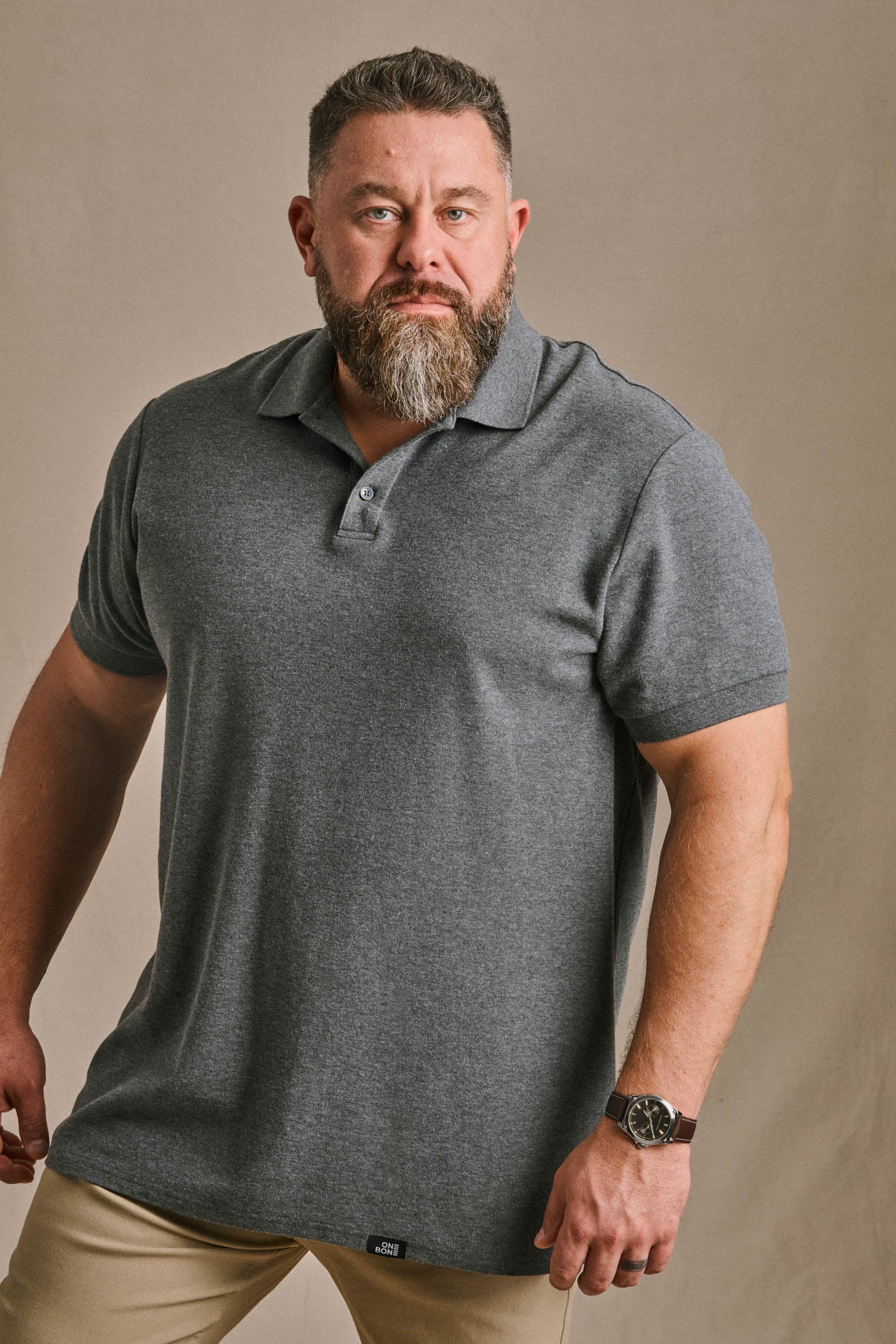 Split Hem Polo - Heather Charcoal