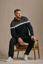 Knit Long Sleeve Polo - Green/Navy