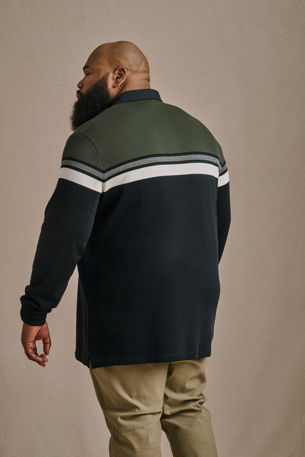 Knit Long Sleeve Polo - Green/Navy