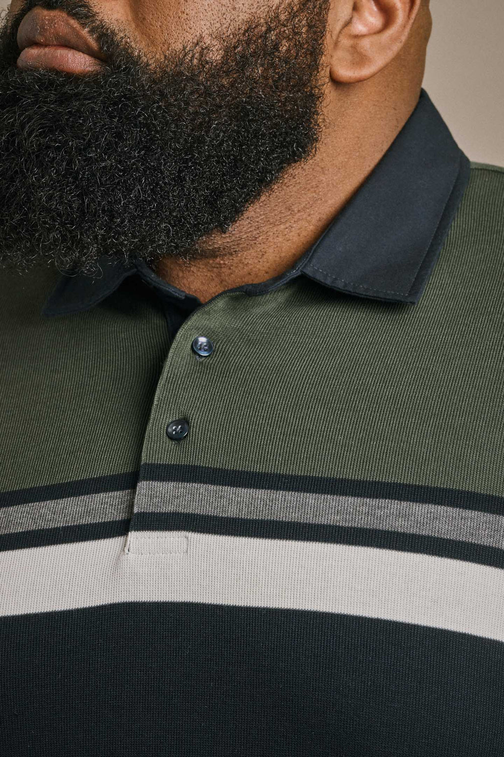 Knit Long Sleeve Polo - Green/Navy