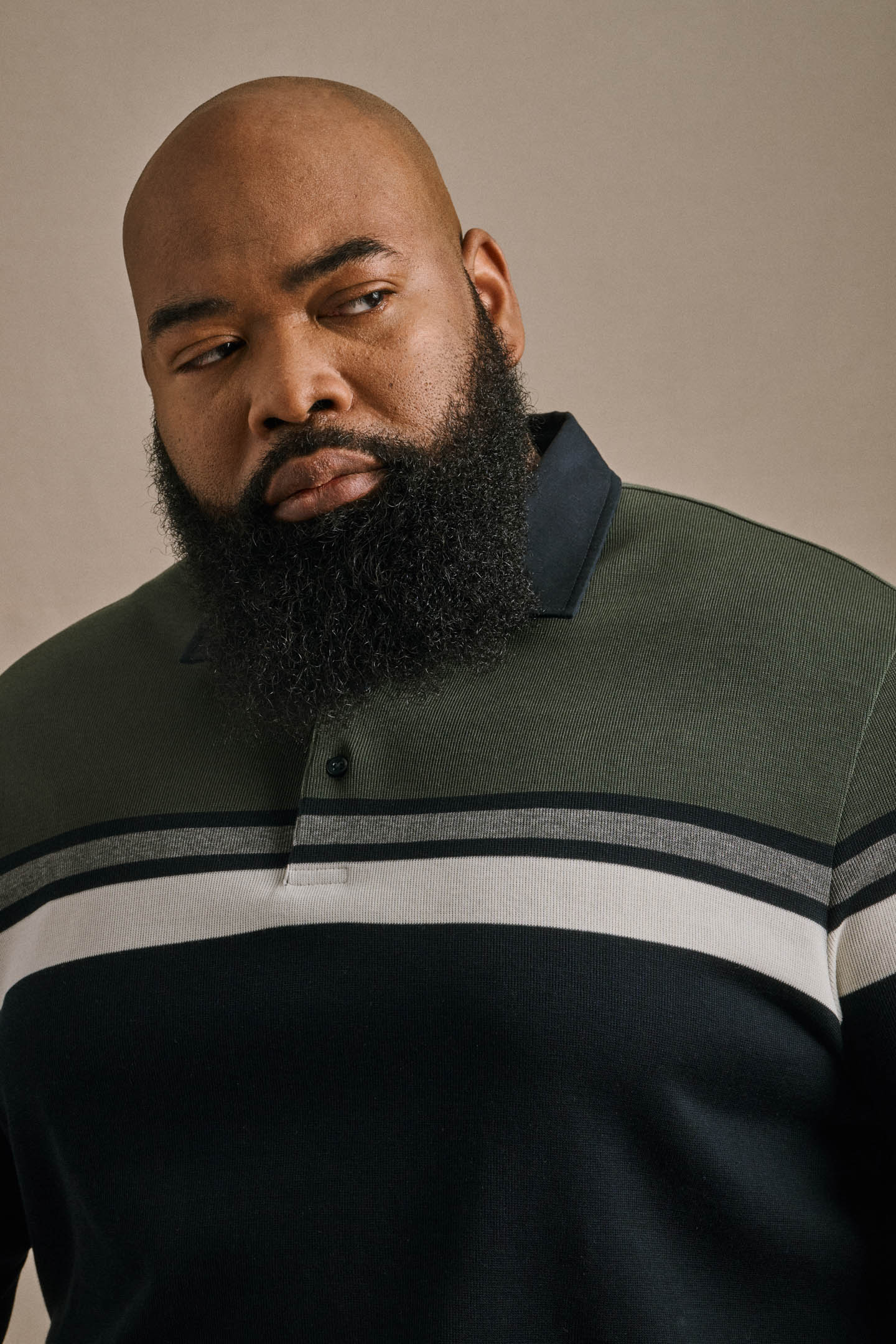Knit Long Sleeve Polo - Green/Navy | Mens Polo Shirts | One Bone