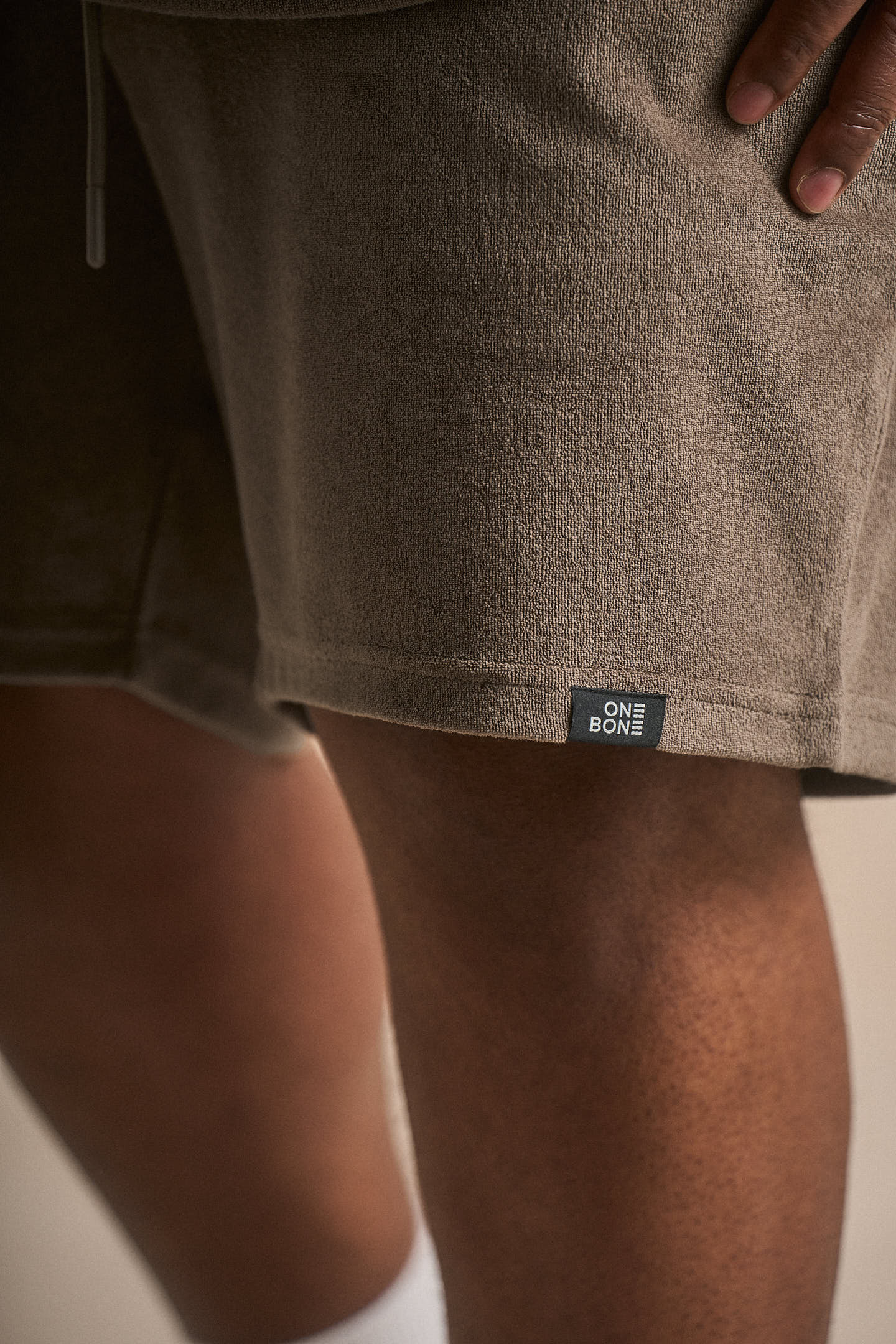 Short de yacht en tissu éponge - Taupe pierre