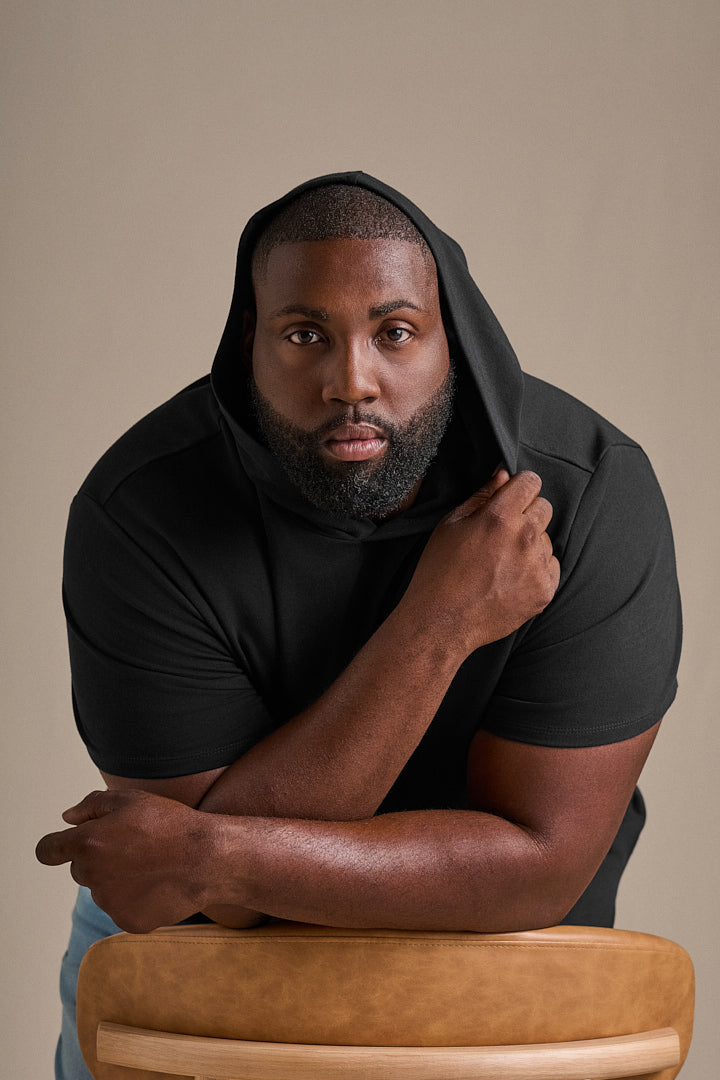 Short Sleeve Hoodie - Black