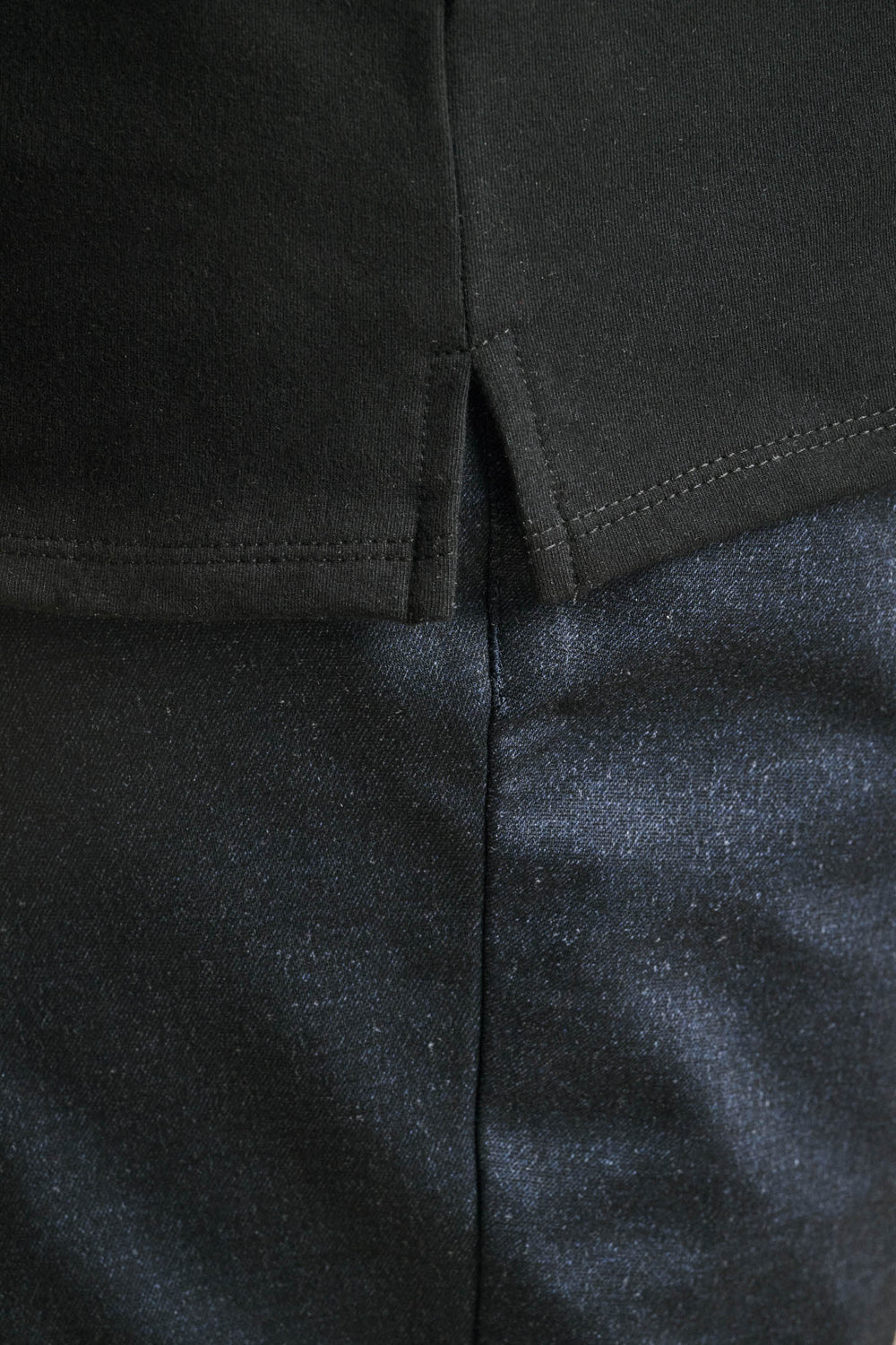 Split Hem French Terry Tee - Black