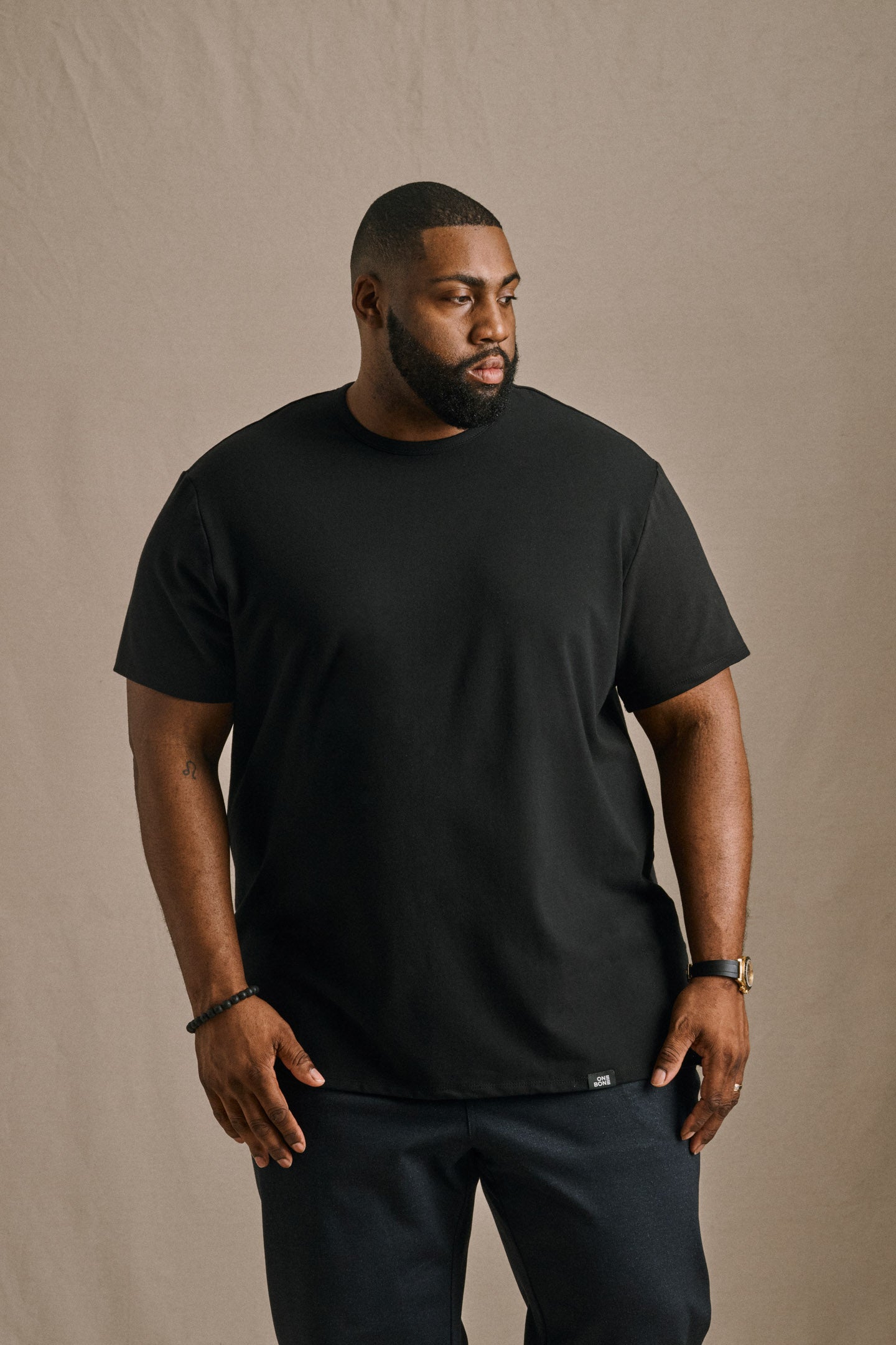Split Hem French Terry Tee - Black