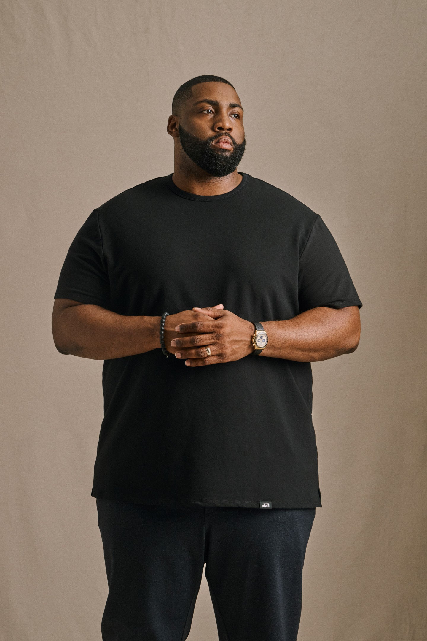 Split Hem French Terry Tee - Black