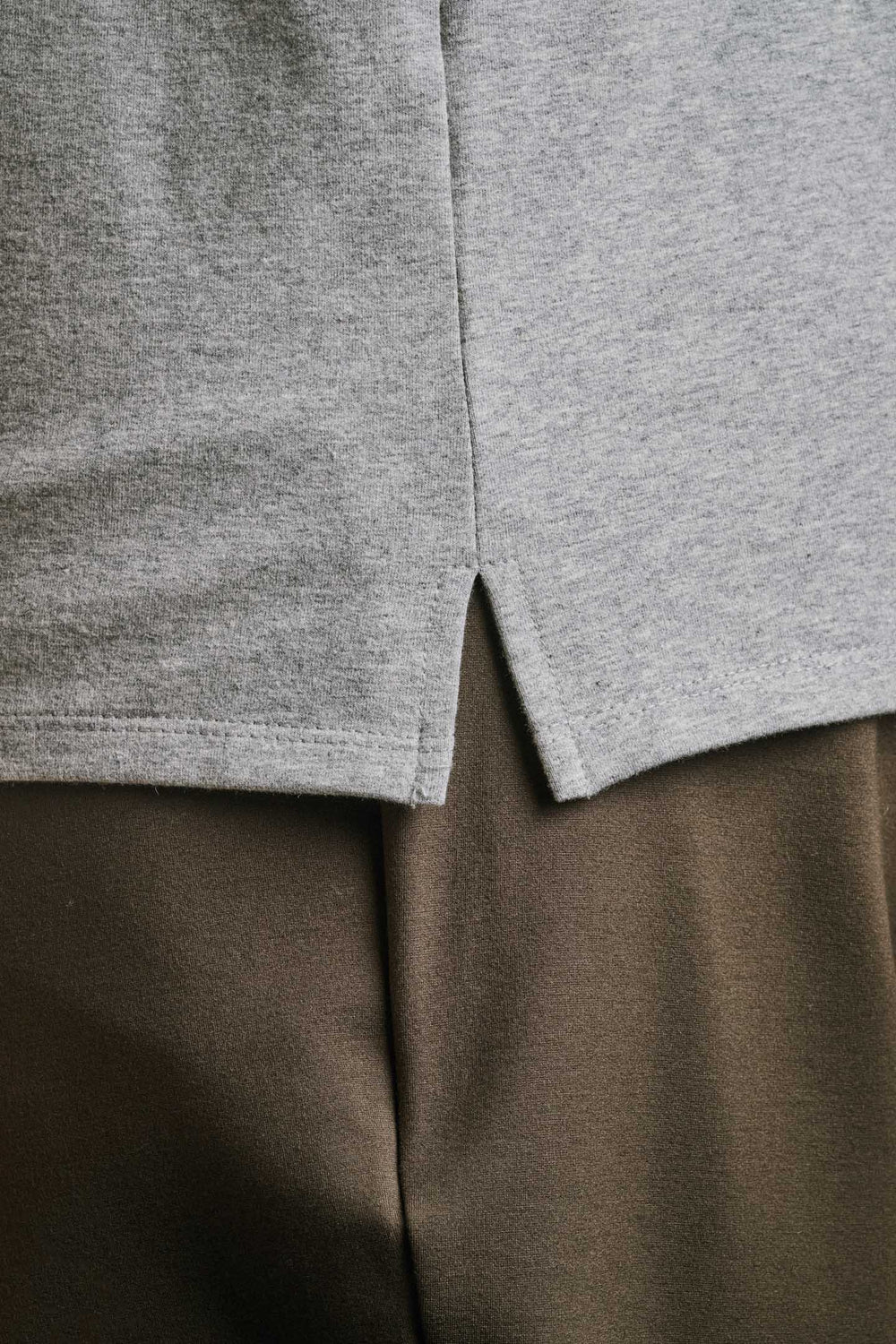 Split Hem French Terry Tee - Grey Mix