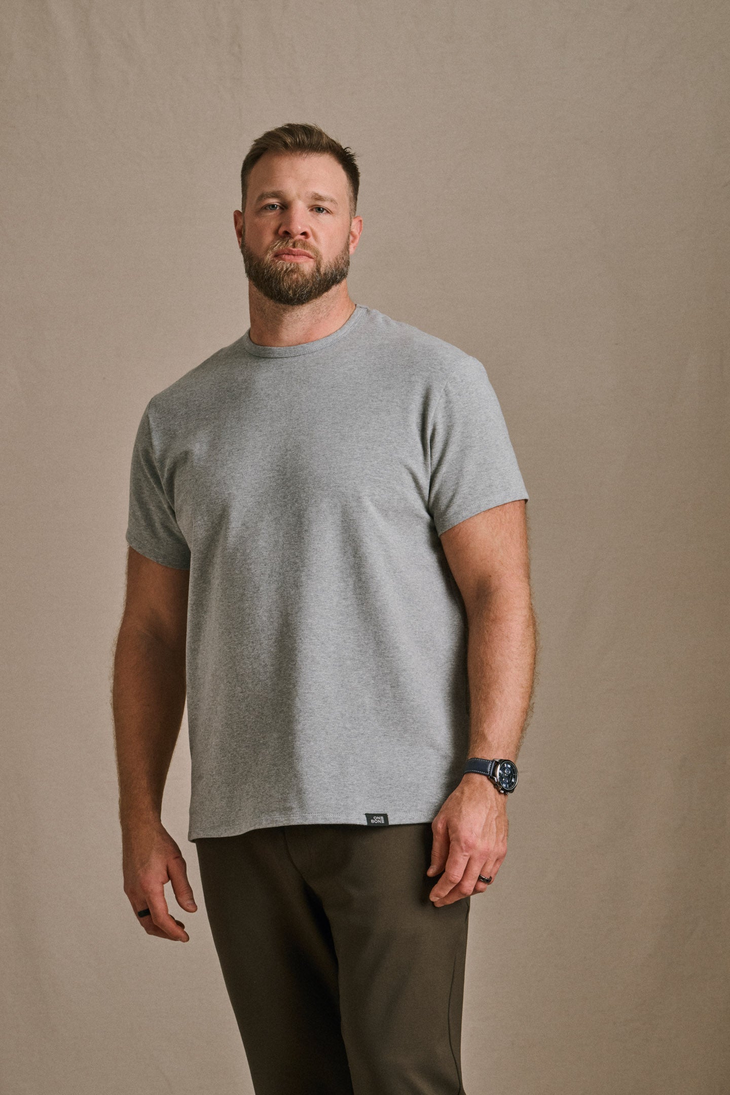 Split Hem French Terry Tee - Grey Mix