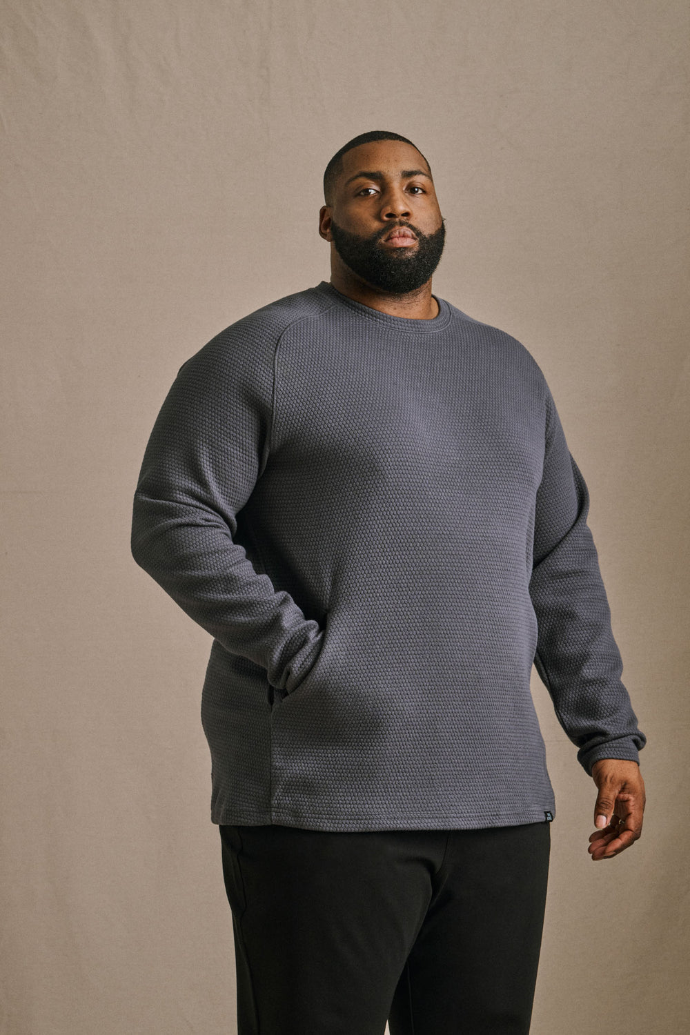 Honeycomb Crewneck Sweater - Stone Grey