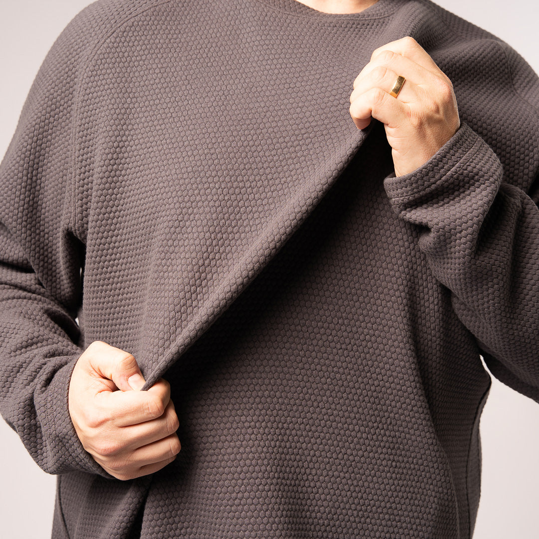 Honeycomb Crewneck Sweater - Stone Grey