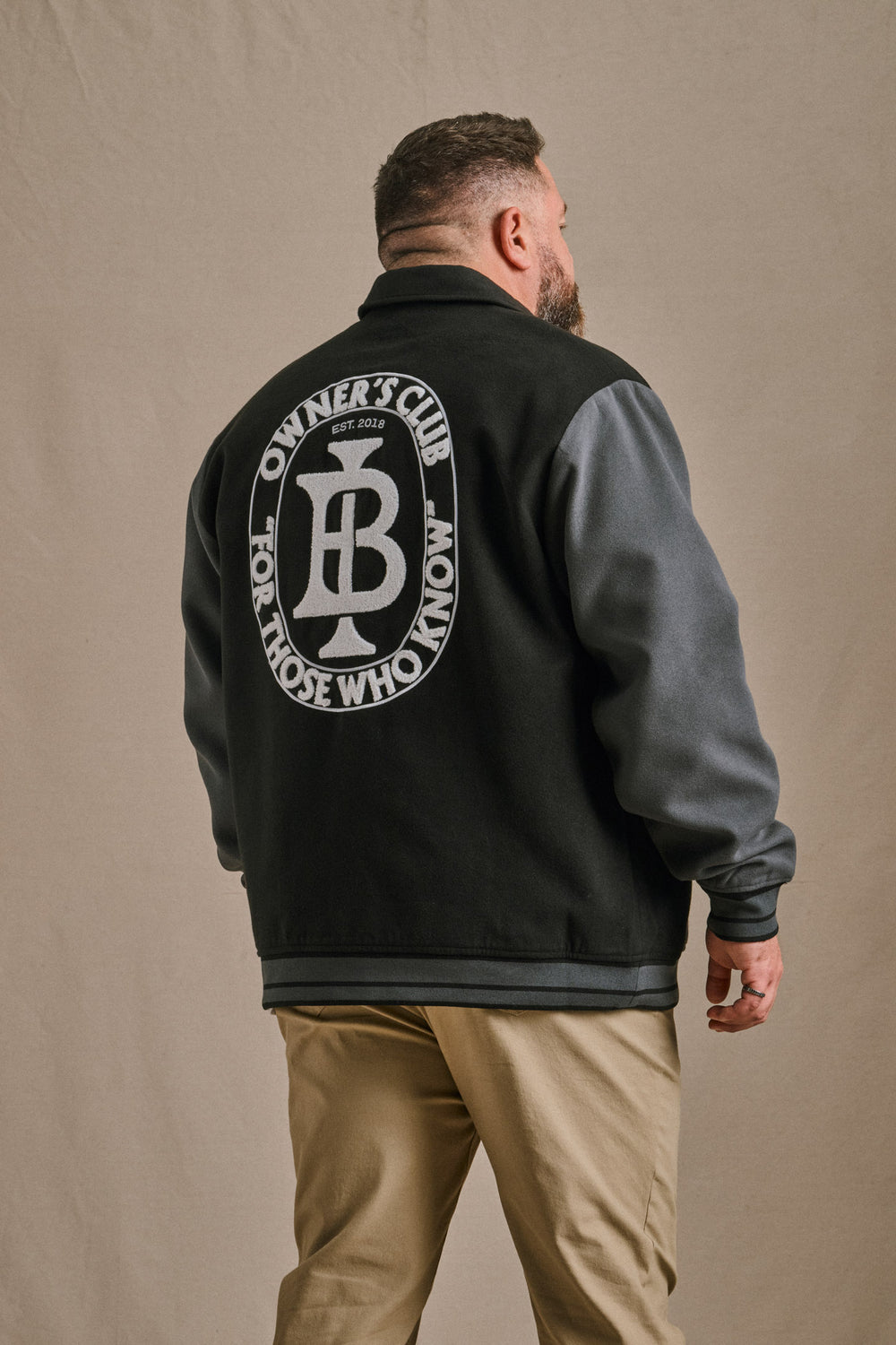 OFF FIELD Varsity Jacket - Black/Charcoal
