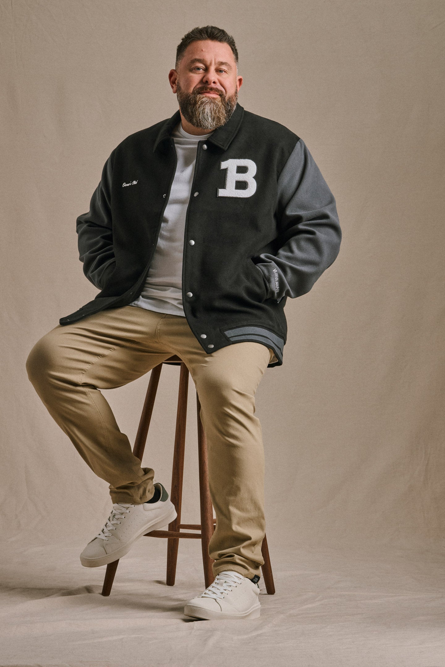 OFF FIELD Varsity Jacket - Black/Charcoal