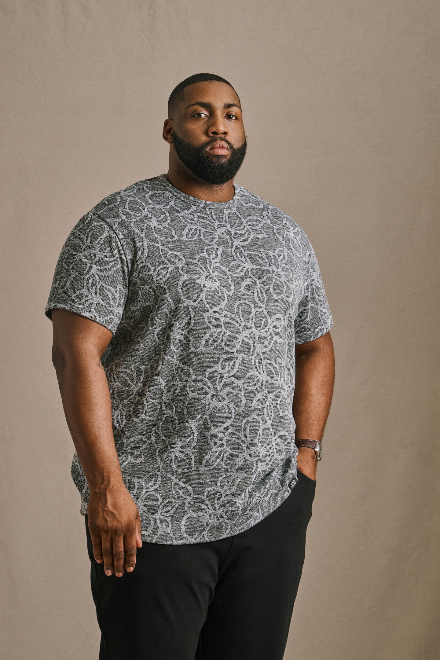 Jacquard Tee - Grey Floral