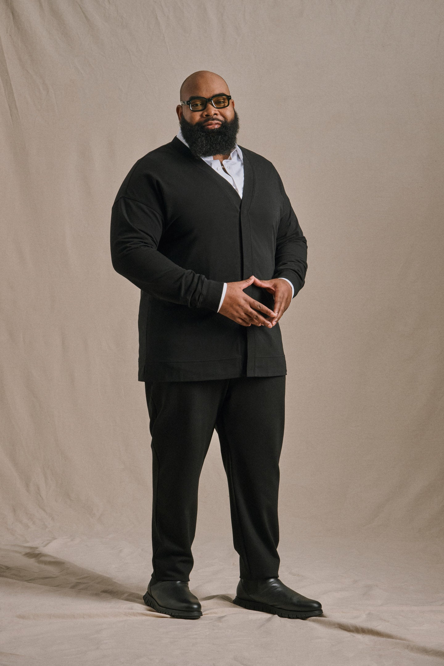 French Terry Cardigan - Black | Mens Sweater | One Bone Brand
