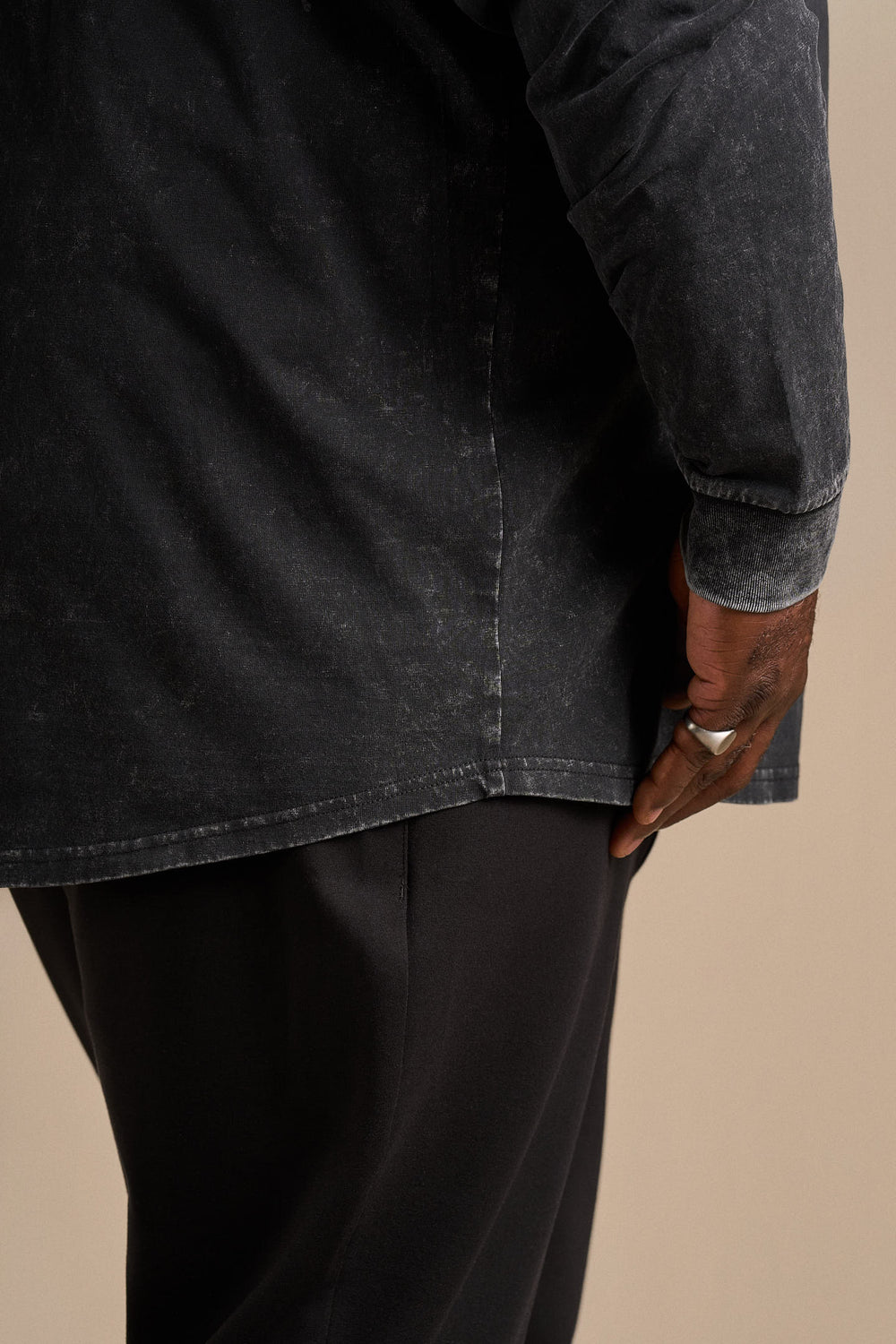 Stone Wash Long Sleeve - Black