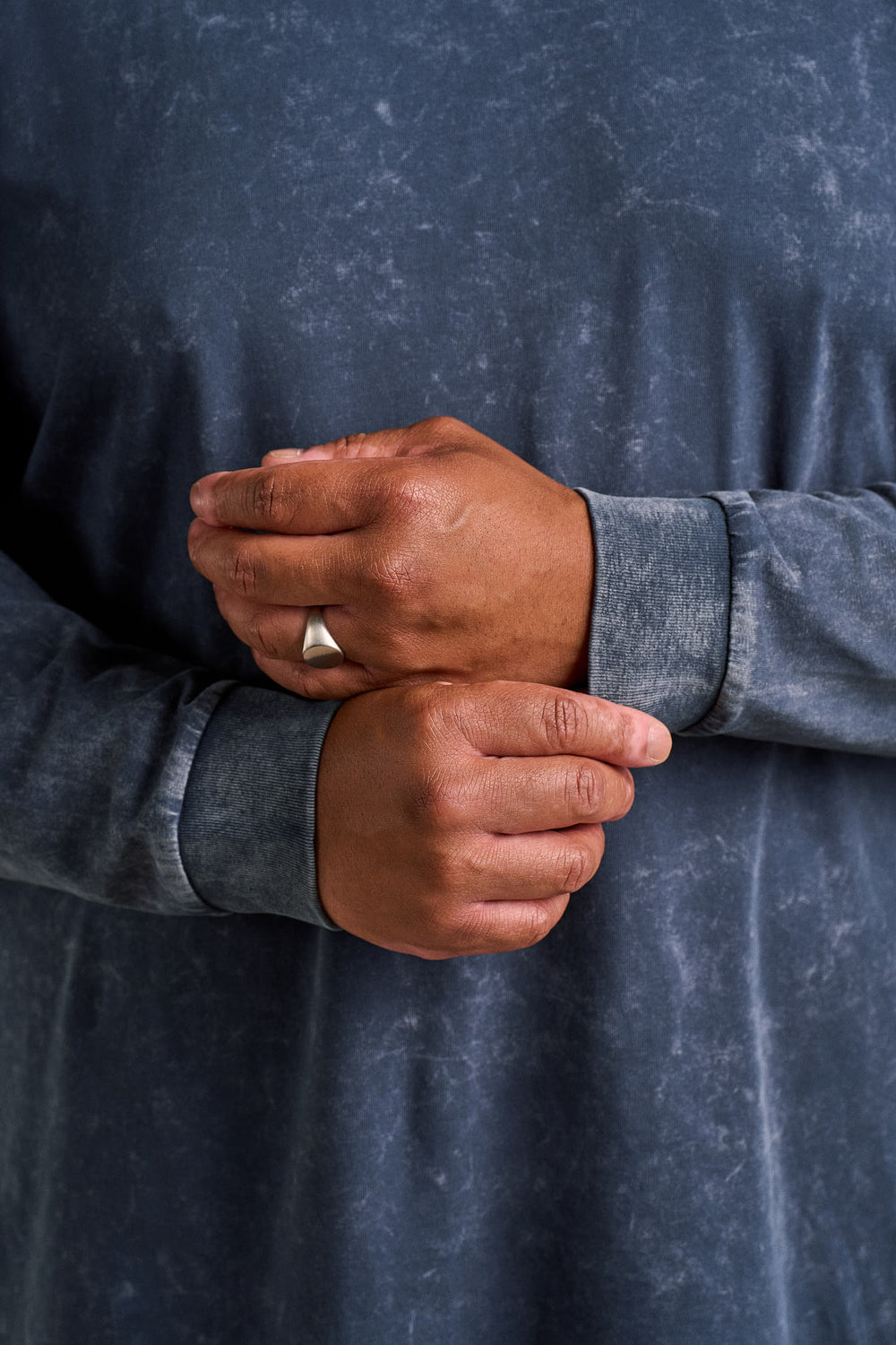 Stone Wash Long Sleeve Tee - Navy