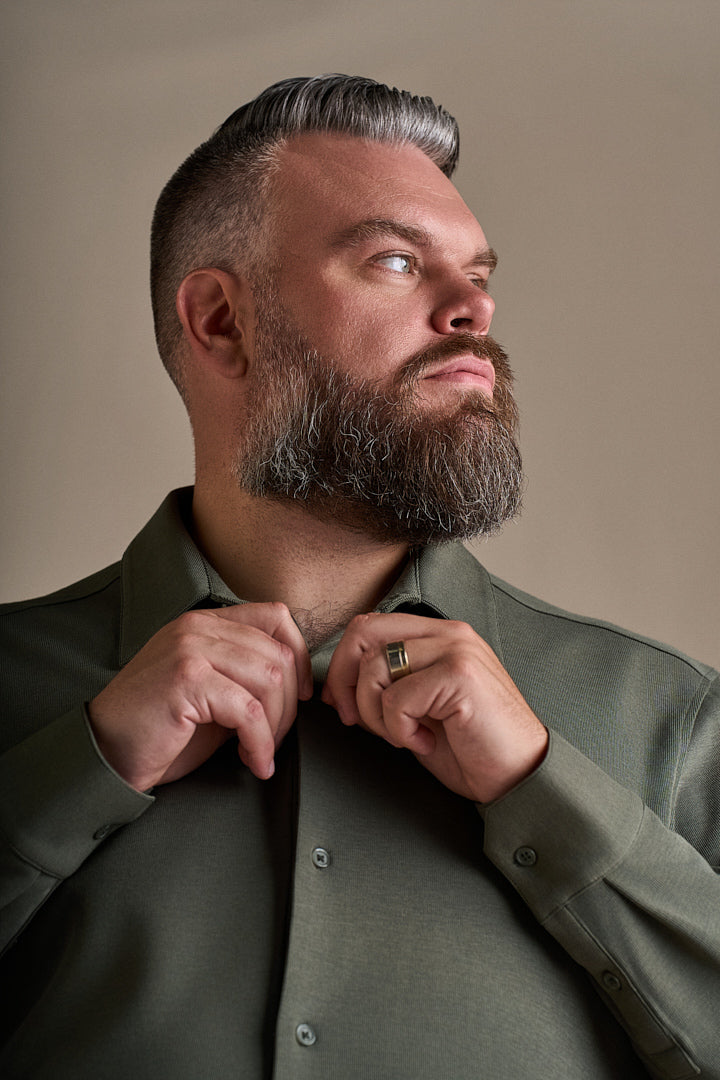 Knit Dress Shirt - Canyon Green