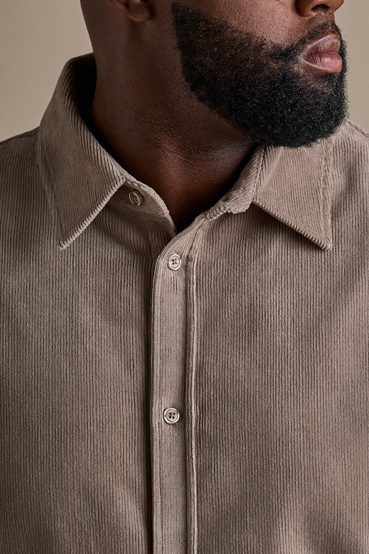 Stretch Corduroy Shirt - Aluminum