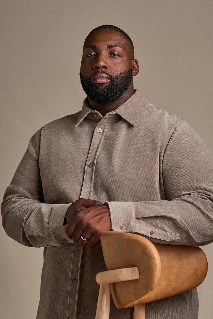 Stretch Corduroy Shirt - Aluminum