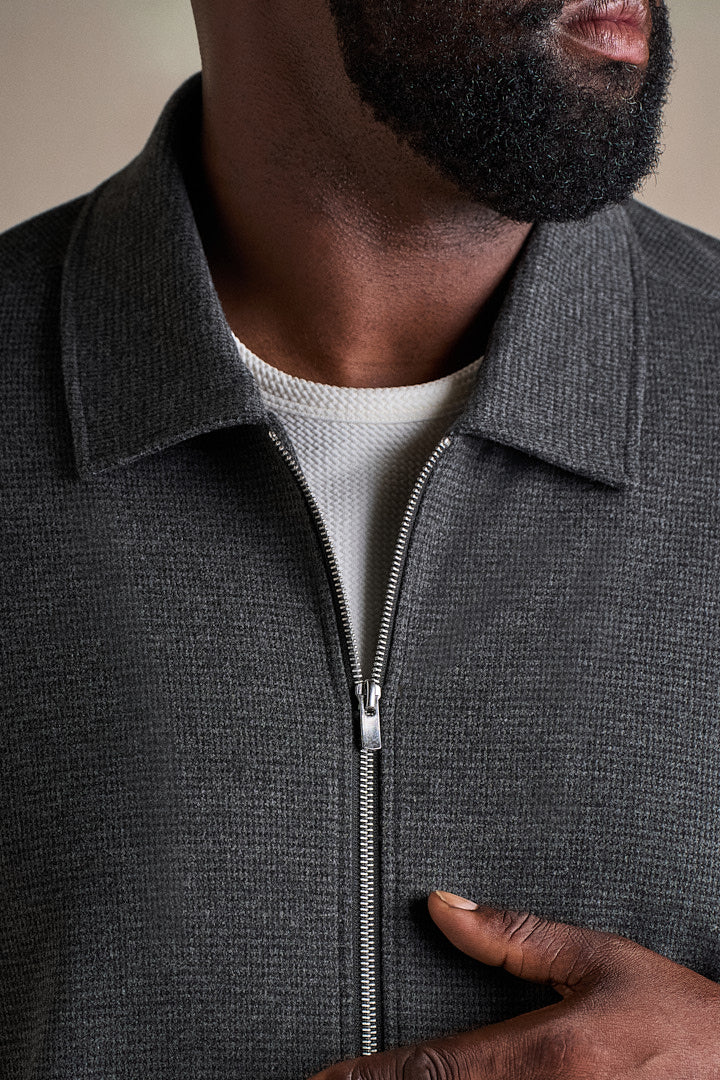 Micro Houndstooth Bomber - Charcoal