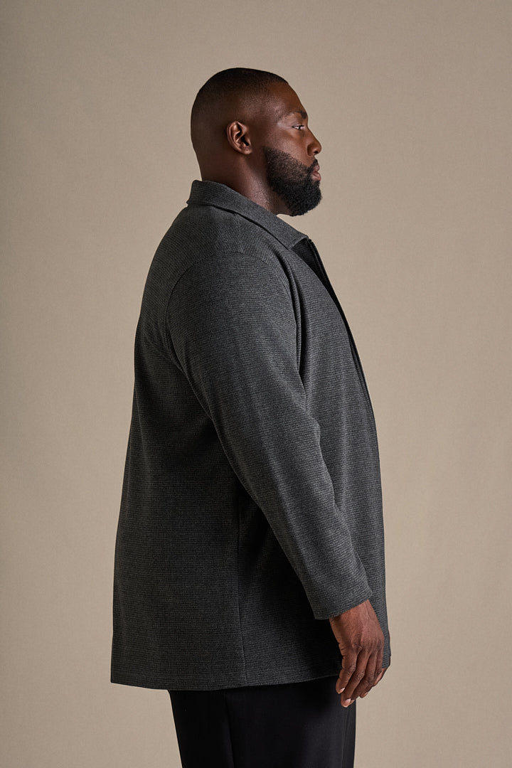 Micro Houndstooth Bomber - Charcoal