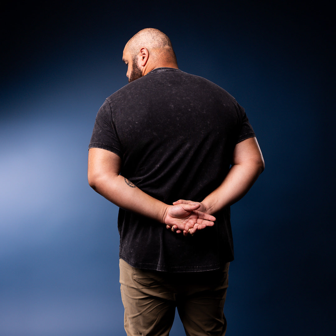 OFF FIELD Stone Wash Tee - Black Marble