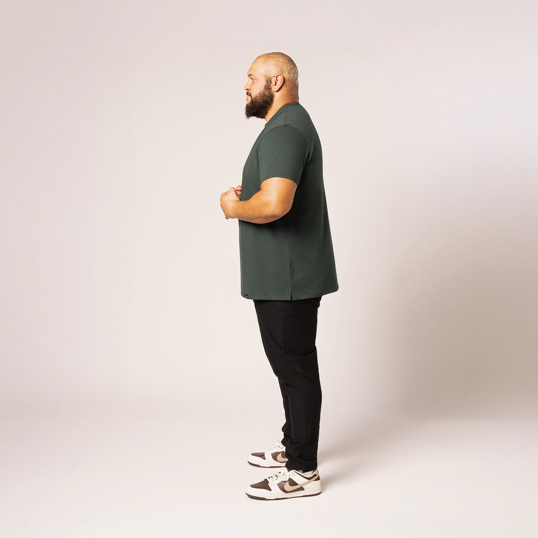 Split Hem Cotton 95/5 - Carbon Green