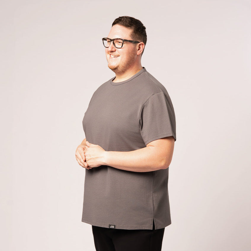 Split Hem Cotton 95/5 - Midnight Grey