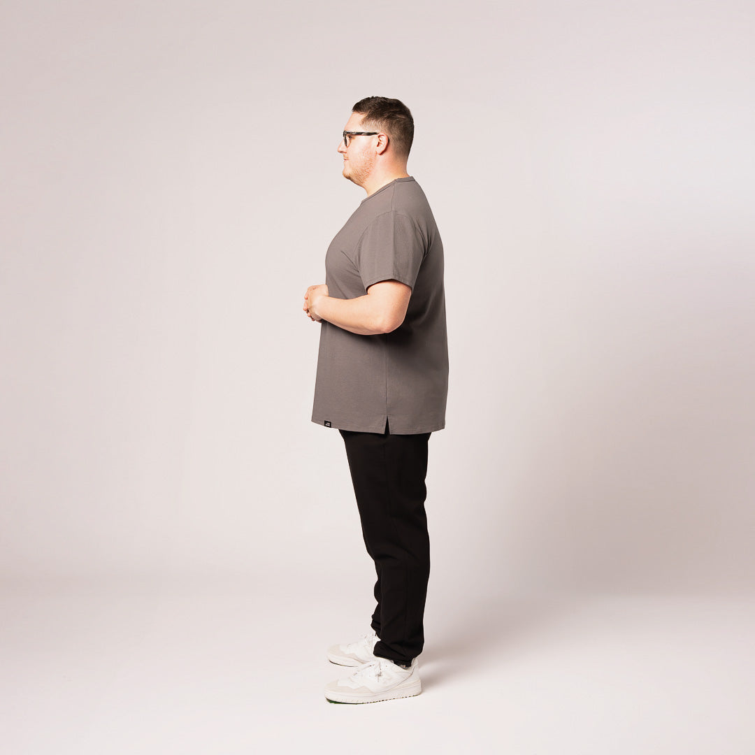 Split Hem Cotton 95/5 - Midnight Grey