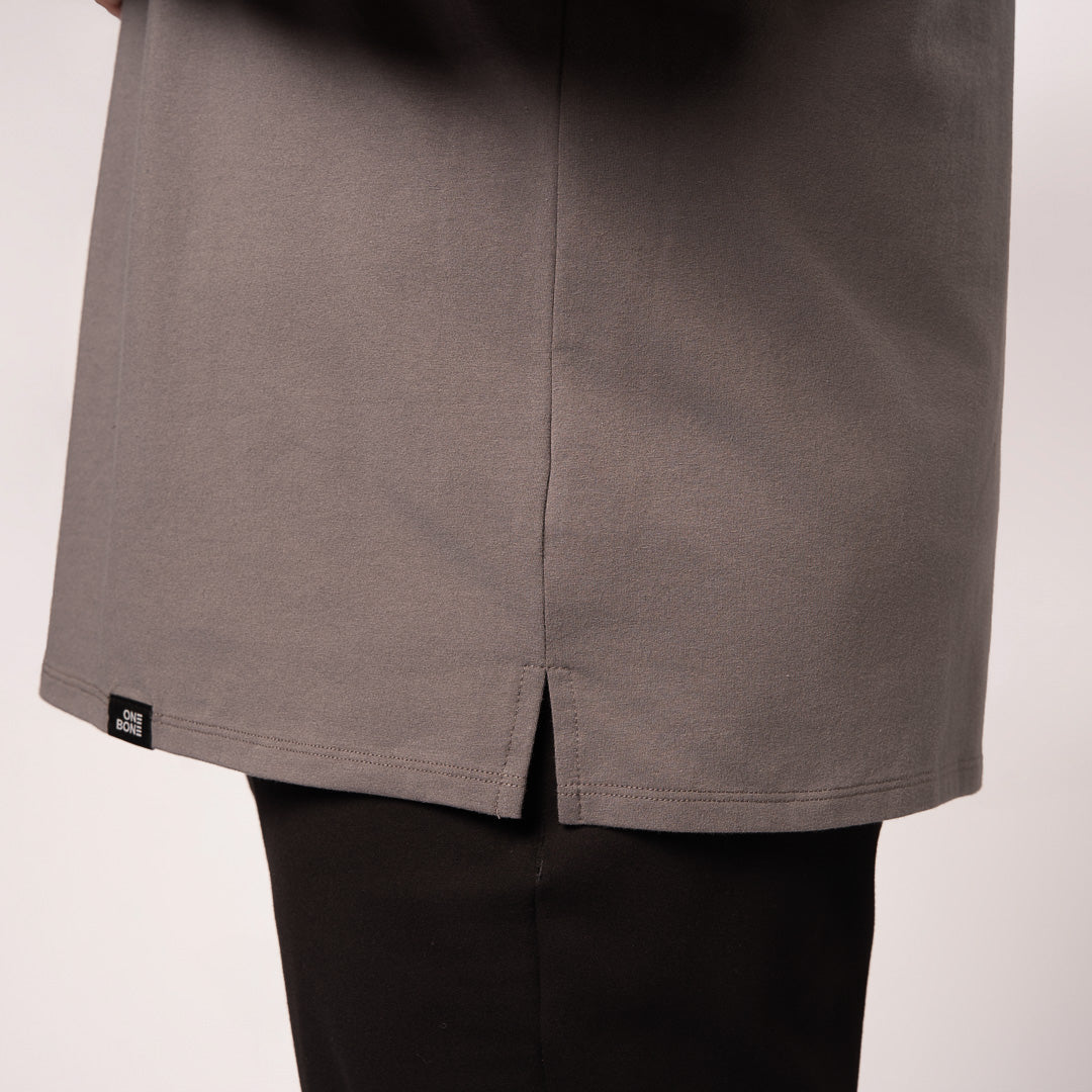 Split Hem Cotton 95/5 - Midnight Grey