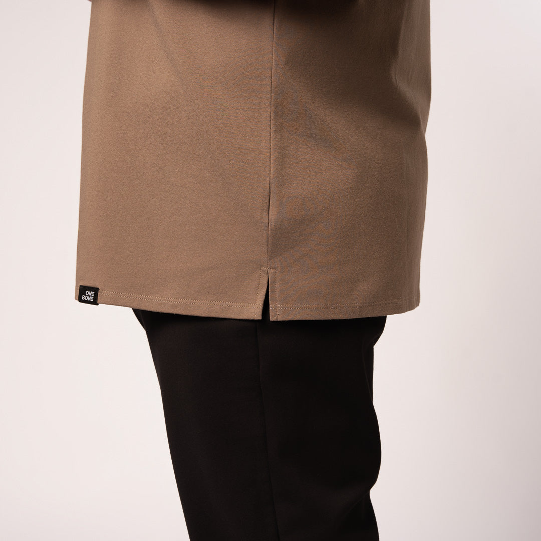 Split Hem Cotton 95/5 - Brick Brown