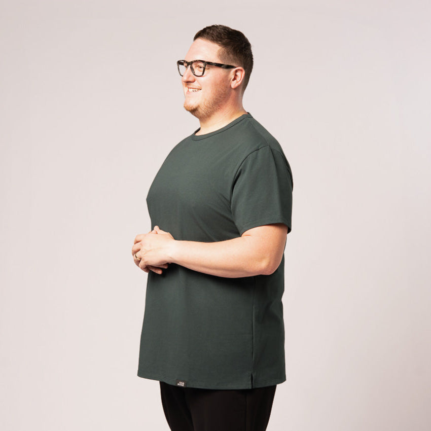 Split Hem Cotton 95/5 - Carbon Green