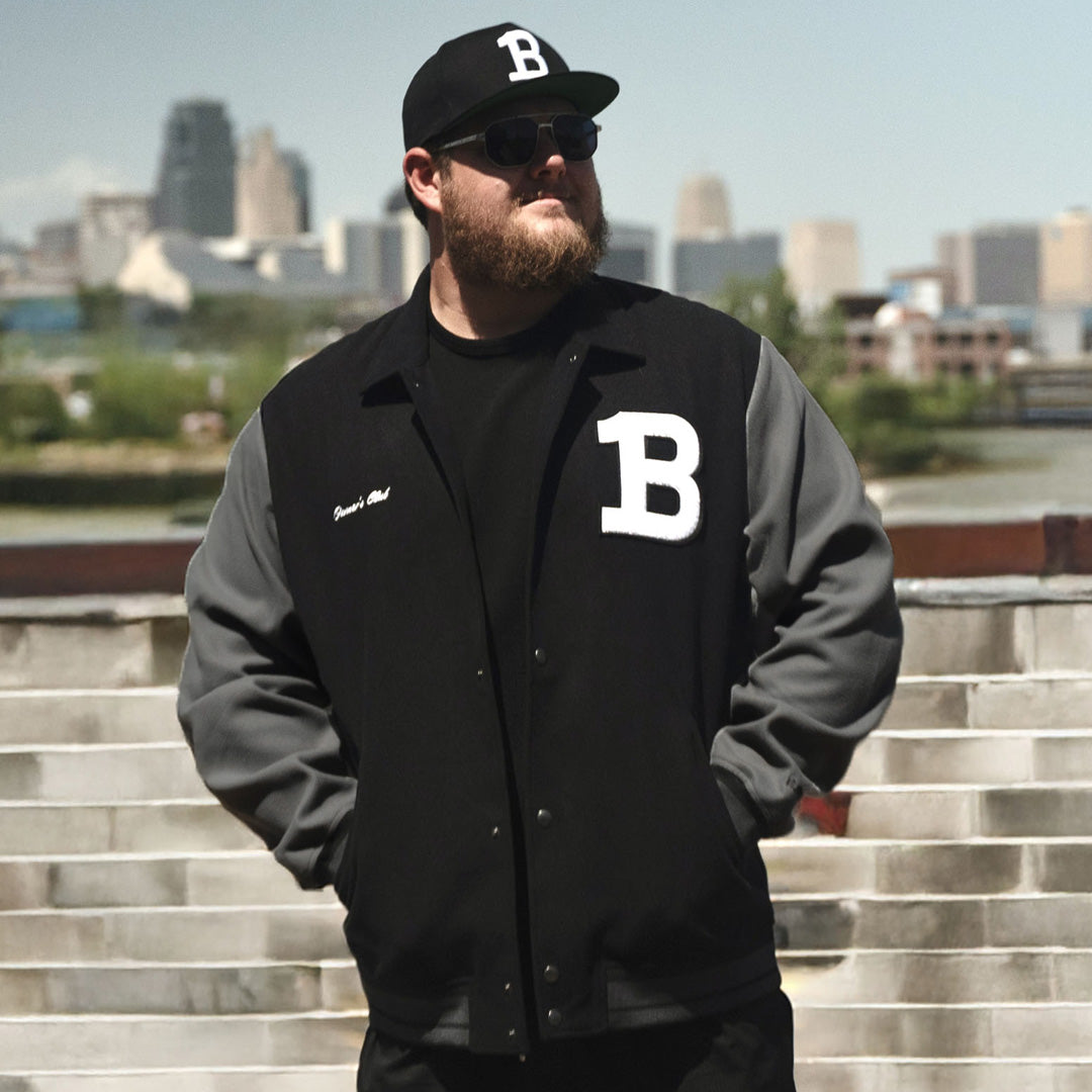 OFF FIELD Varsity Jacket - Black/Charcoal