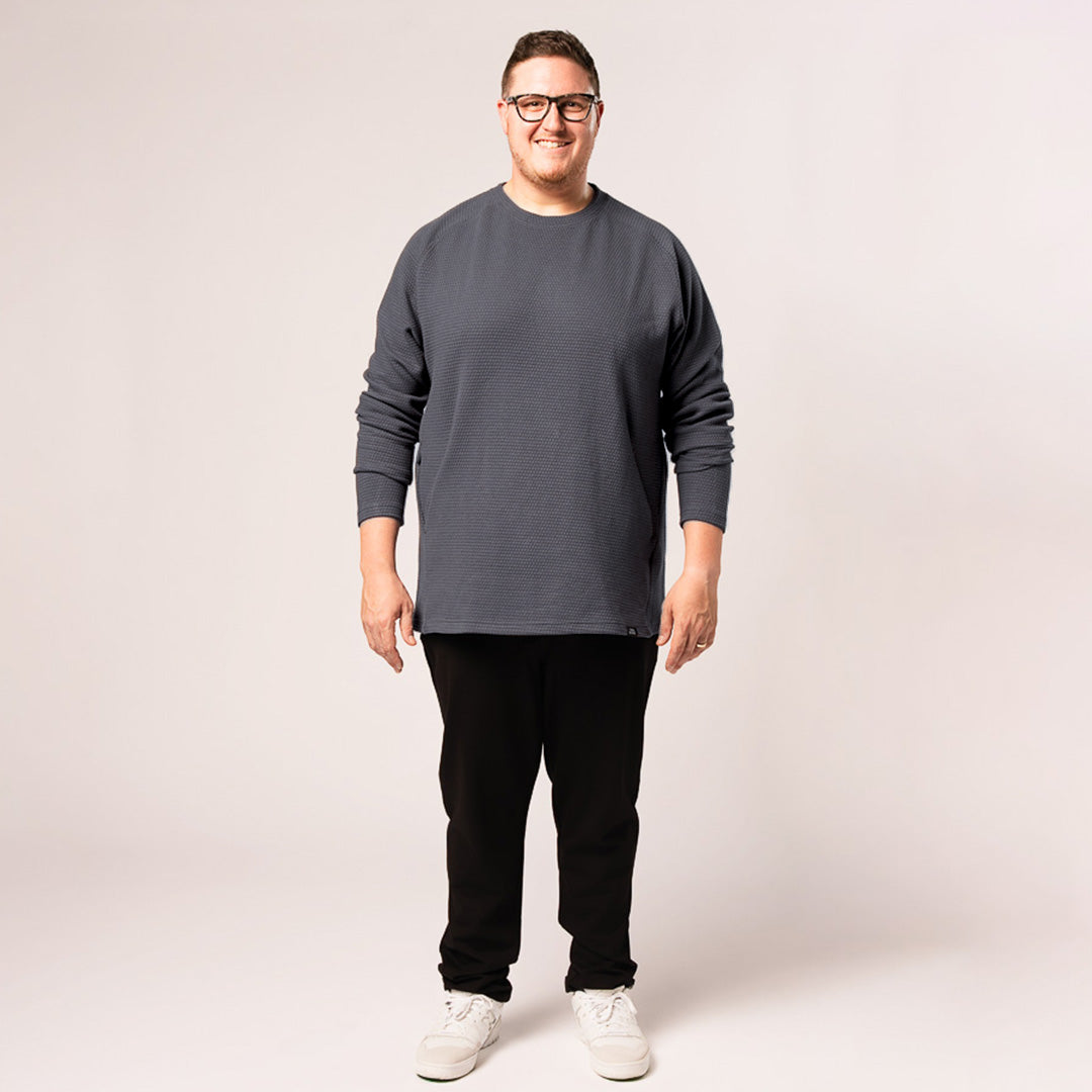 Honeycomb Crewneck Sweater - Stone Grey