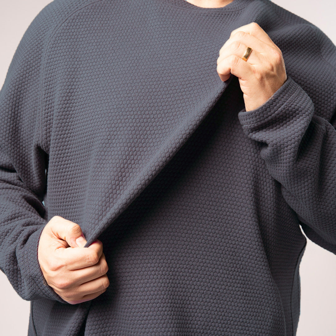 Honeycomb Crewneck Sweater - Stone Grey