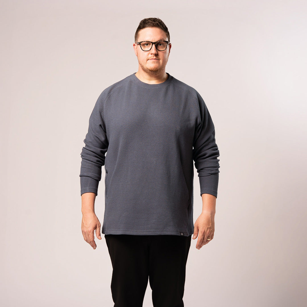 Honeycomb Crewneck Sweater - Stone Grey