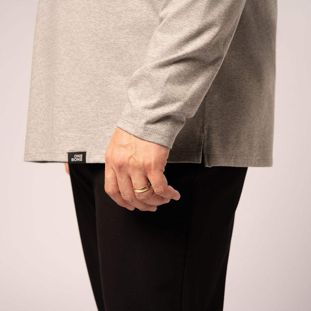 L/S Split Hem Cotton 95/5 - Grey Mix