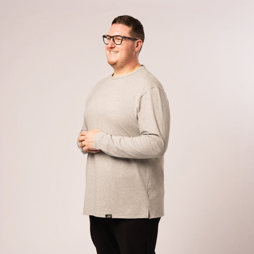L/S Split Hem Cotton 95/5 - Grey Mix