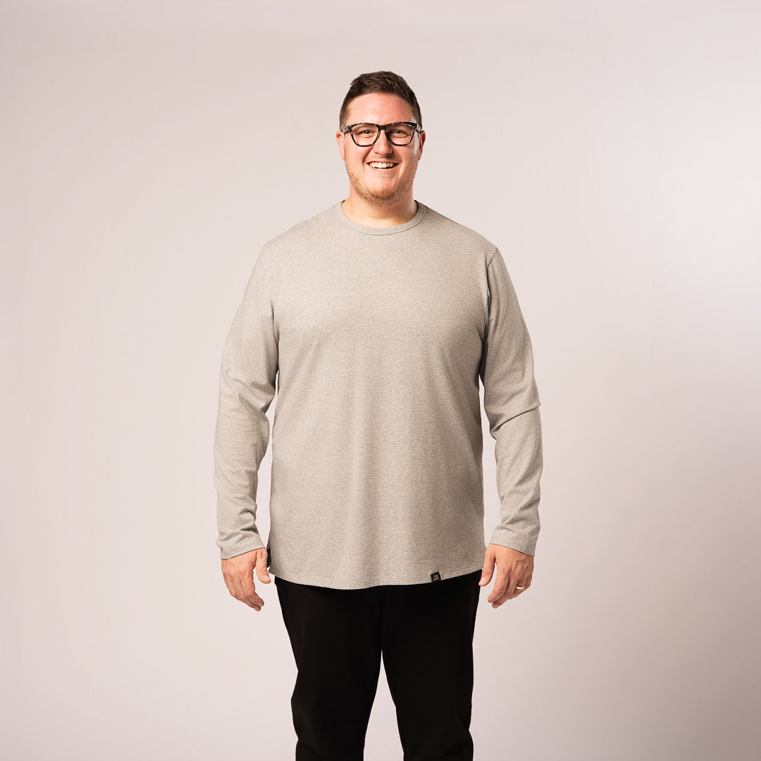 L/S Split Hem Cotton 95/5 - Grey Mix