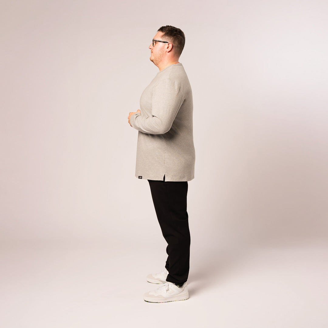 L/S Split Hem Cotton 95/5 - Grey Mix