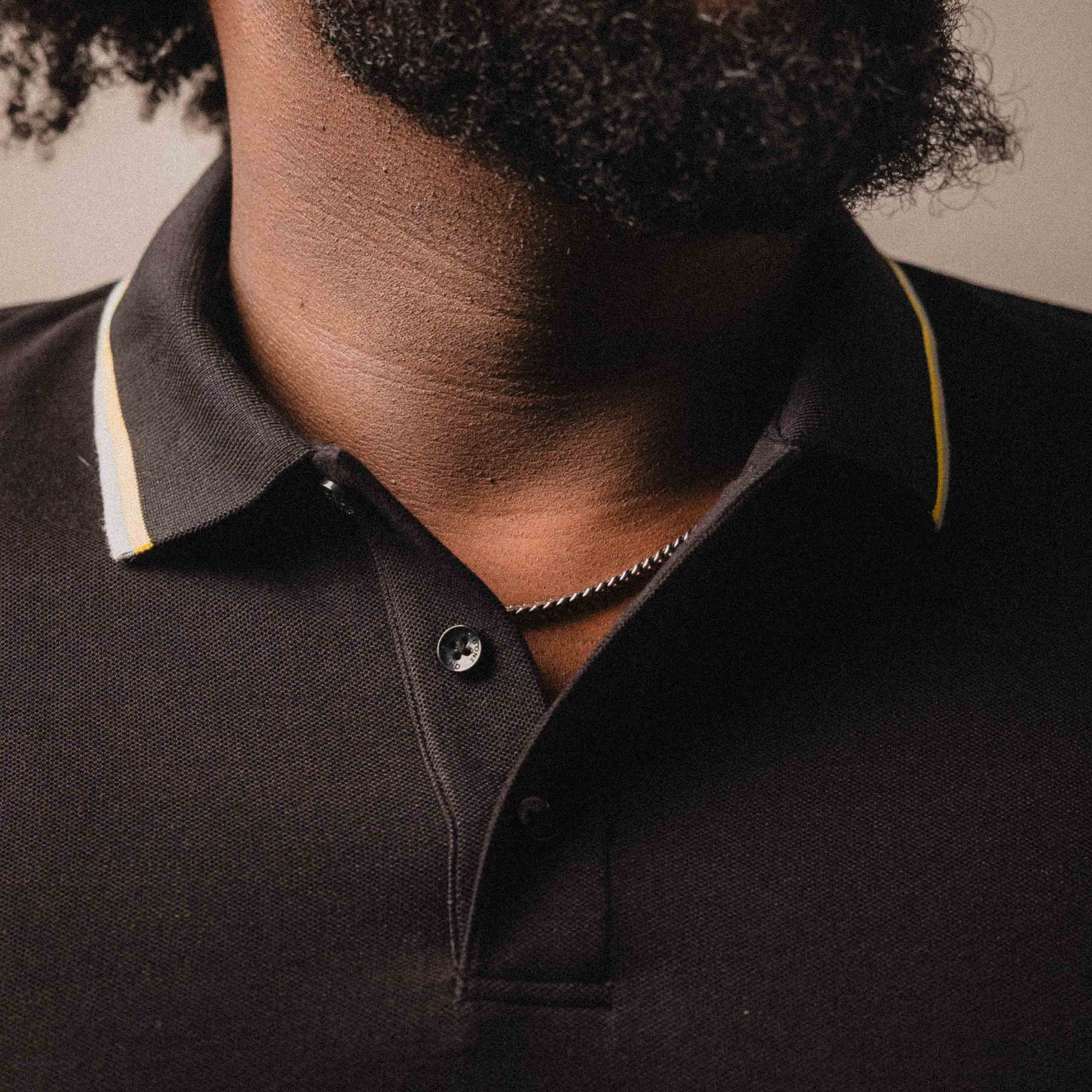 Contrast Collar Polo - Black