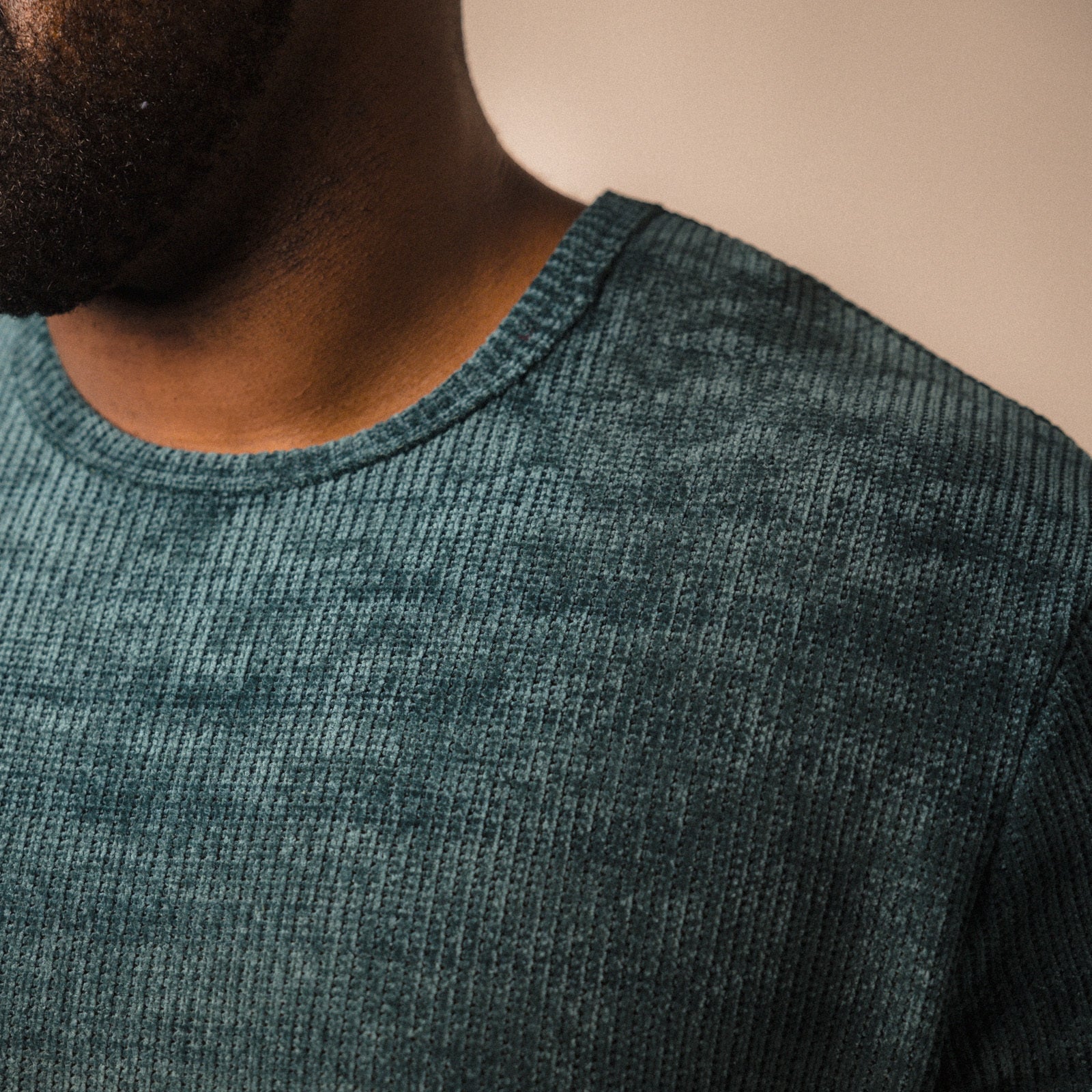 model-specs: Chenille textured sweater knit