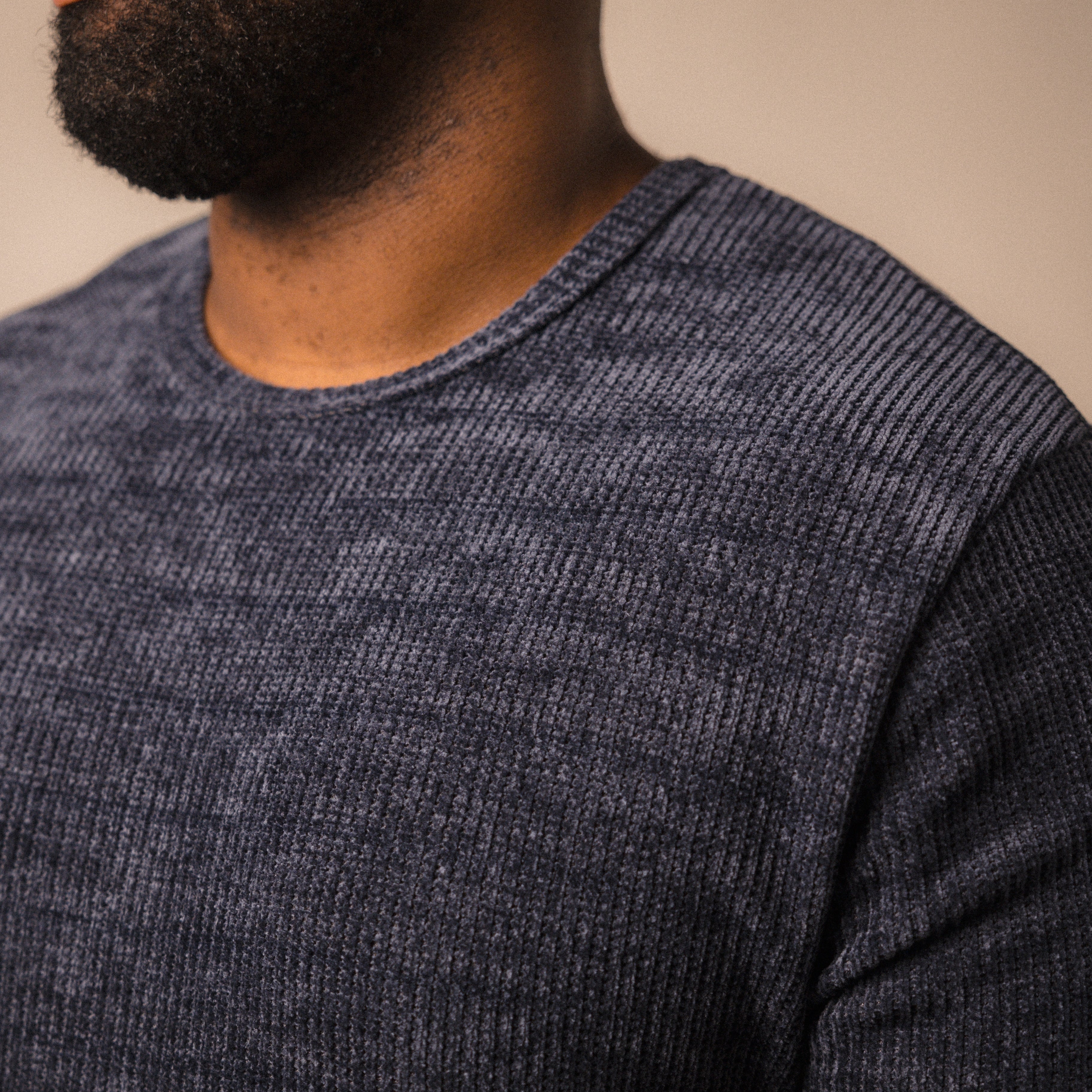 model-specs: Chenille textured sweater knit