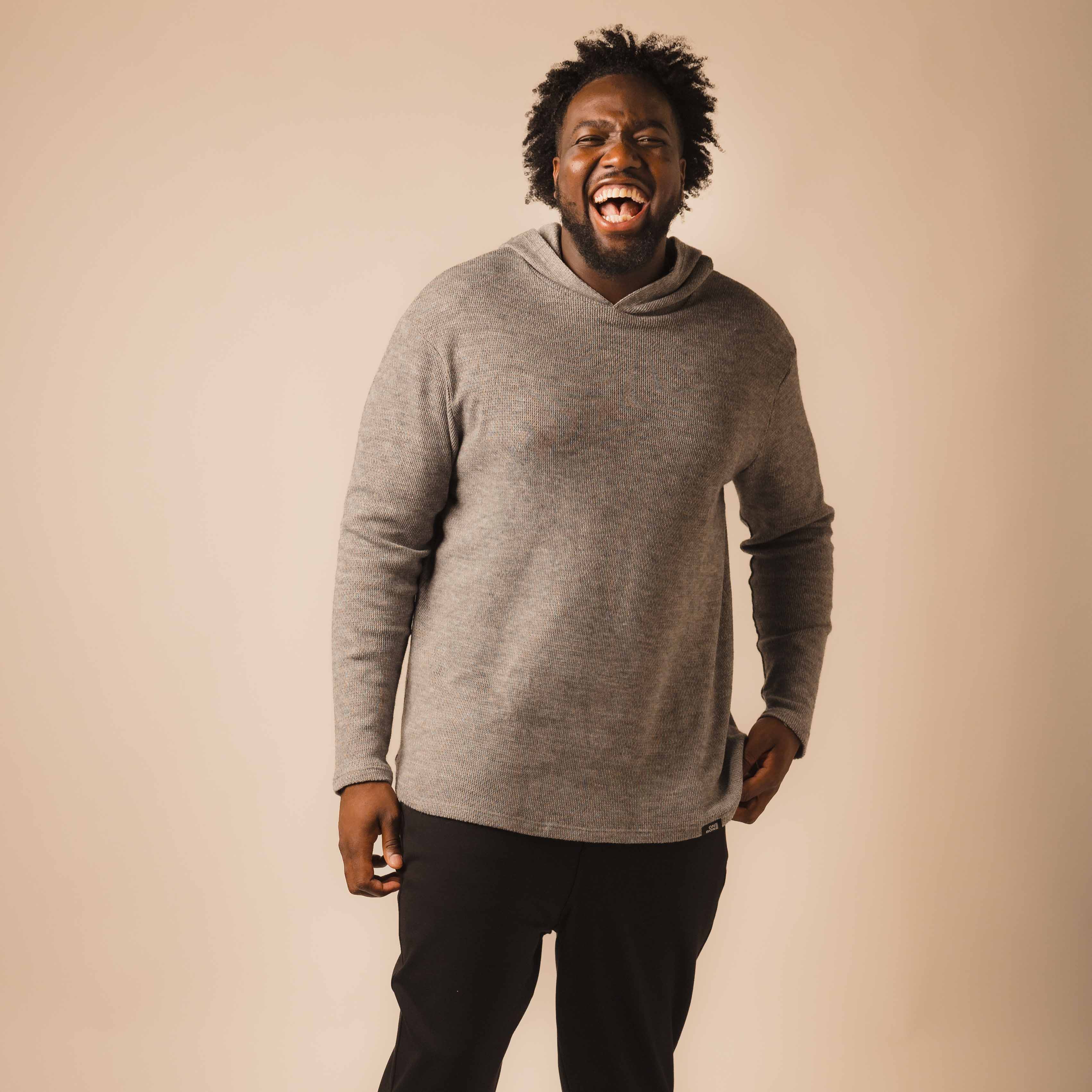 Lightweight knit hoodie discount